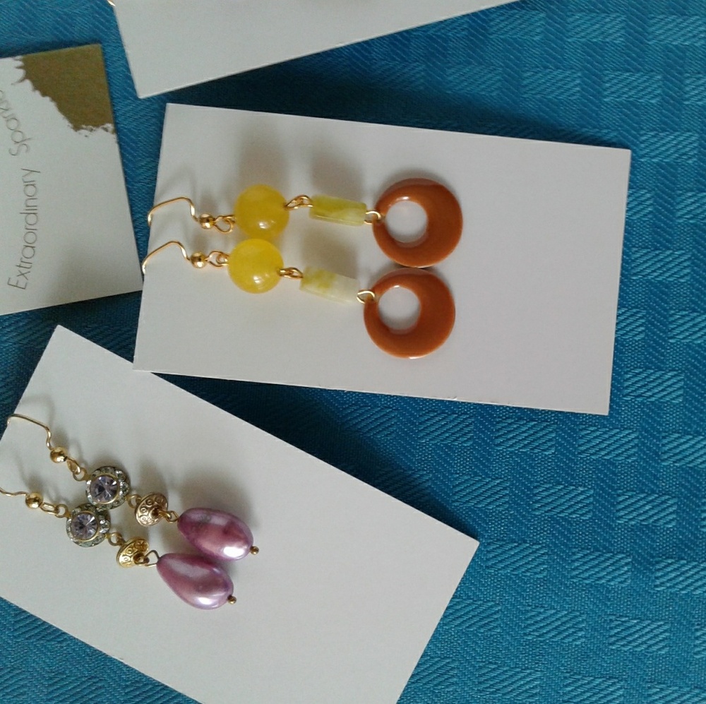 Butter Rum and Yellow Drop Earrings